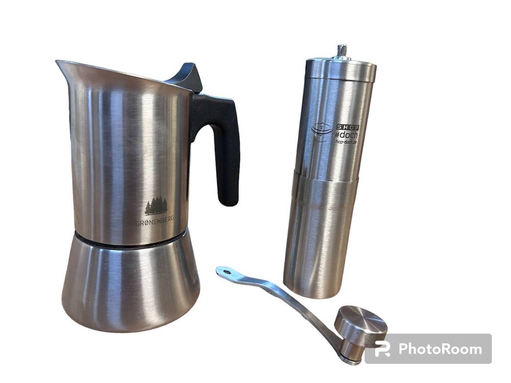 Kaffee Set(s) % - French Press und Kaffeemühle 200 ml Espressokocher + Kaffeemühle