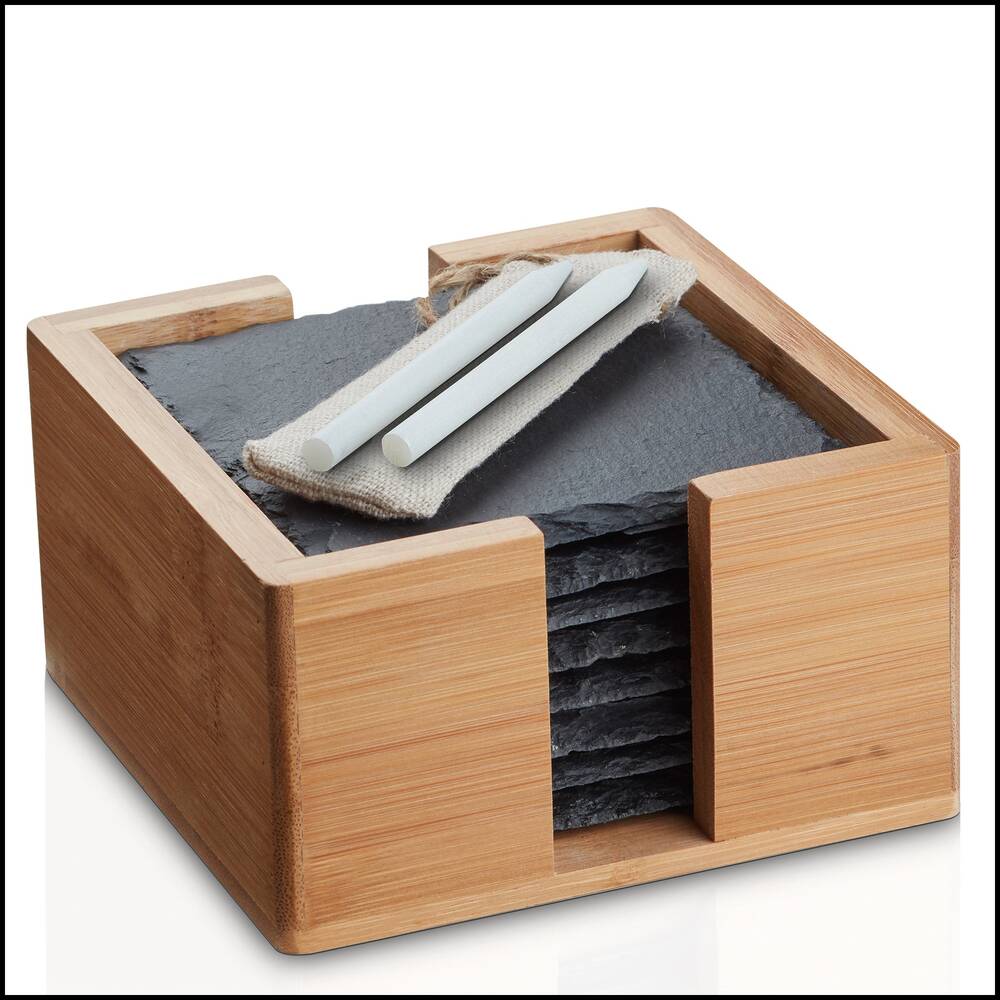 Handgemachte Schiefer Untersetzer Set (Quadratisch) - Gravur möglich Schiefer Untersetzer (qudratisch)