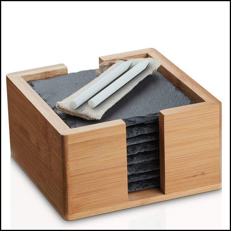 Handgemachte Schiefer Untersetzer Set (Quadratisch) - Gravur möglich Schiefer Untersetzer (qudratisch)