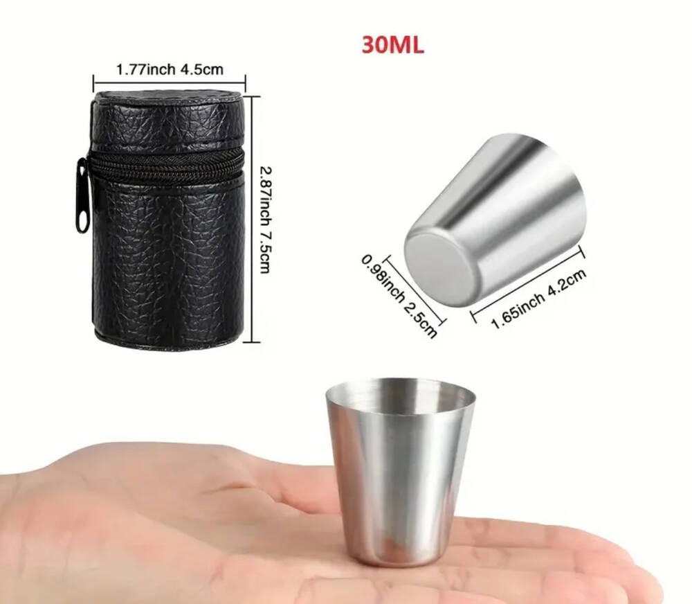 4er-Set Edelstahlbecher / 1.01oz_A8770C 4er Set im Etui
