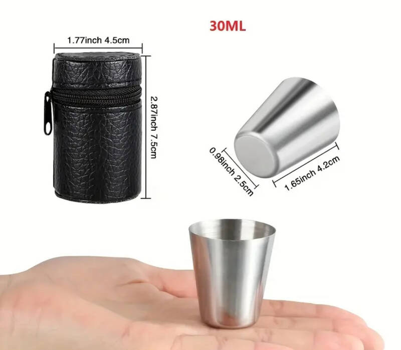 4er-Set Edelstahlbecher / 1.01oz_50710C 4er Set im Etui