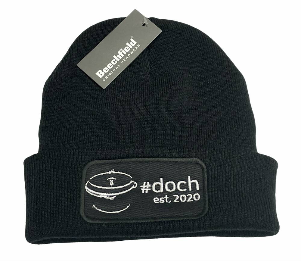 Wintermütze mit Patch gestickt / weinrot