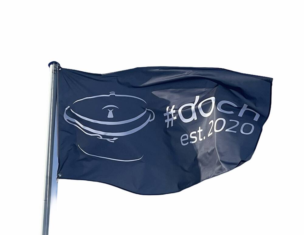 Flagge für Fahnenmast 150 x 90 cm - der Hingucker! Flagge mit #doch Logo