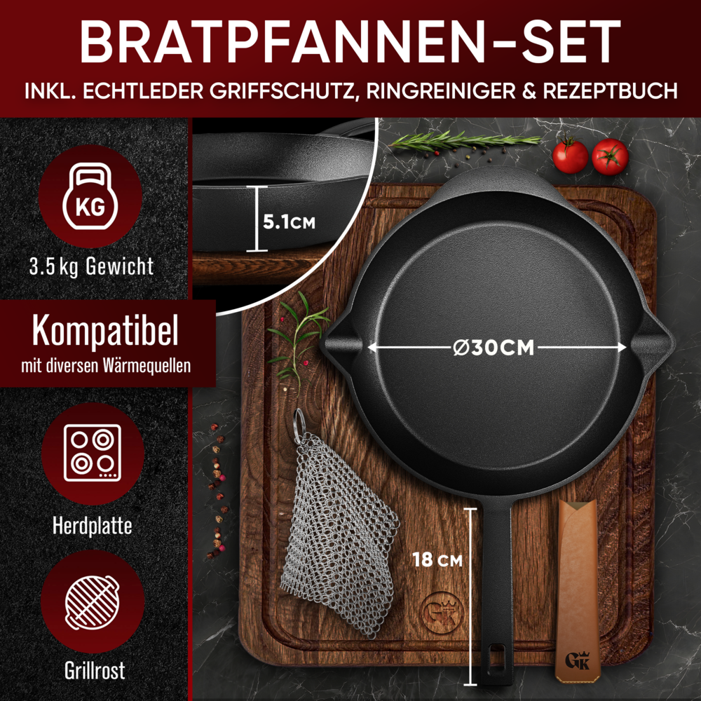 30 cm mit Lederüberzug und Ringreiniger