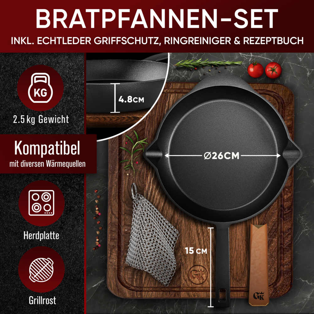 26 cm mit Lederüberzug und Ringreiniger