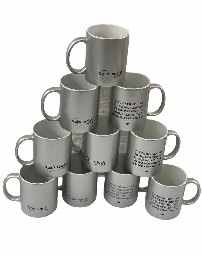 Glitzer-Kaffeebecher Kaffeebecher glitzernd mit Spruch