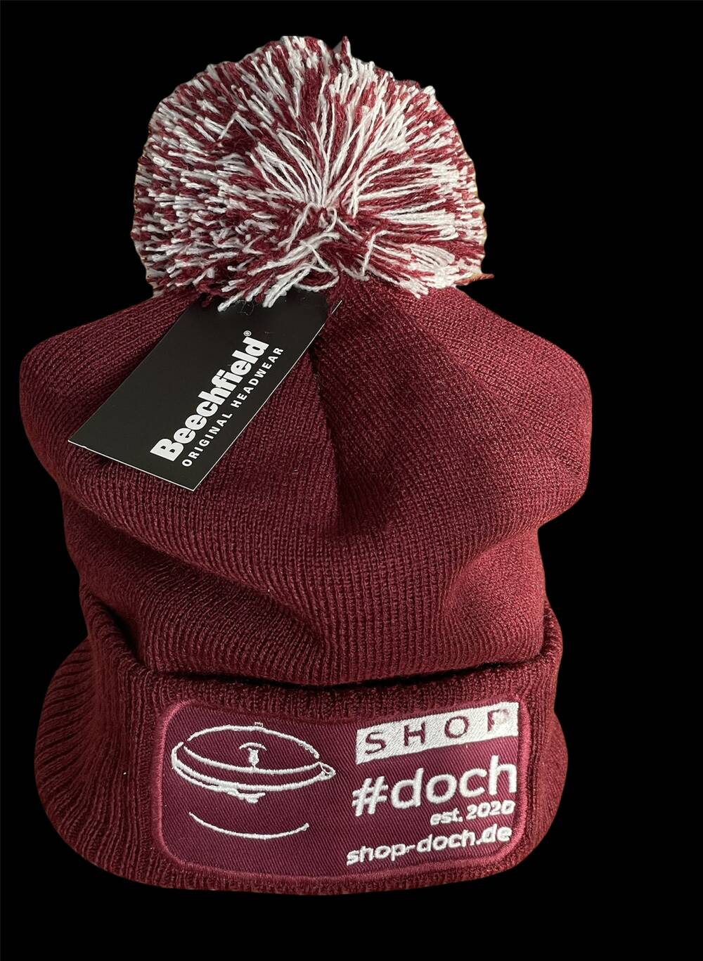 Weinrot mit Patch & Bommel